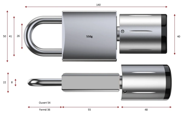 cadenas électronique NFC proximité à badge RFID étanche