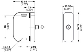 Dimensions de la gâche de serrure de porte placard battante