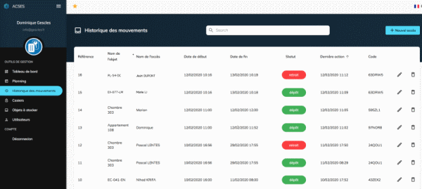 Logiciel web de gestion de casiers électronique pour espace de coworking