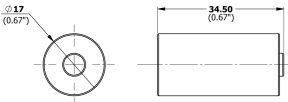 Pile Lithium 3V CR123A dimensions